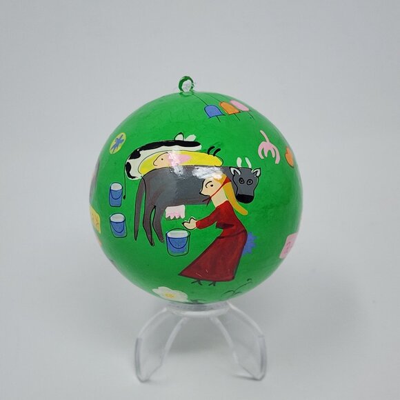 Crate & Barrel Twelve Days Of Christmas Ornament Day 8 Maids a Milking VTg 3" - Picture 4 of 6